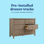 Graco Sasha 6 Drawer Dresser in Taupe pre-installed drawer Callout image