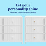 Teddi white 6 drawer dresser knobs callout