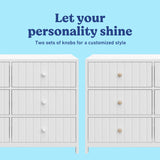 Teddi white 6 drawer dresser knobs callout