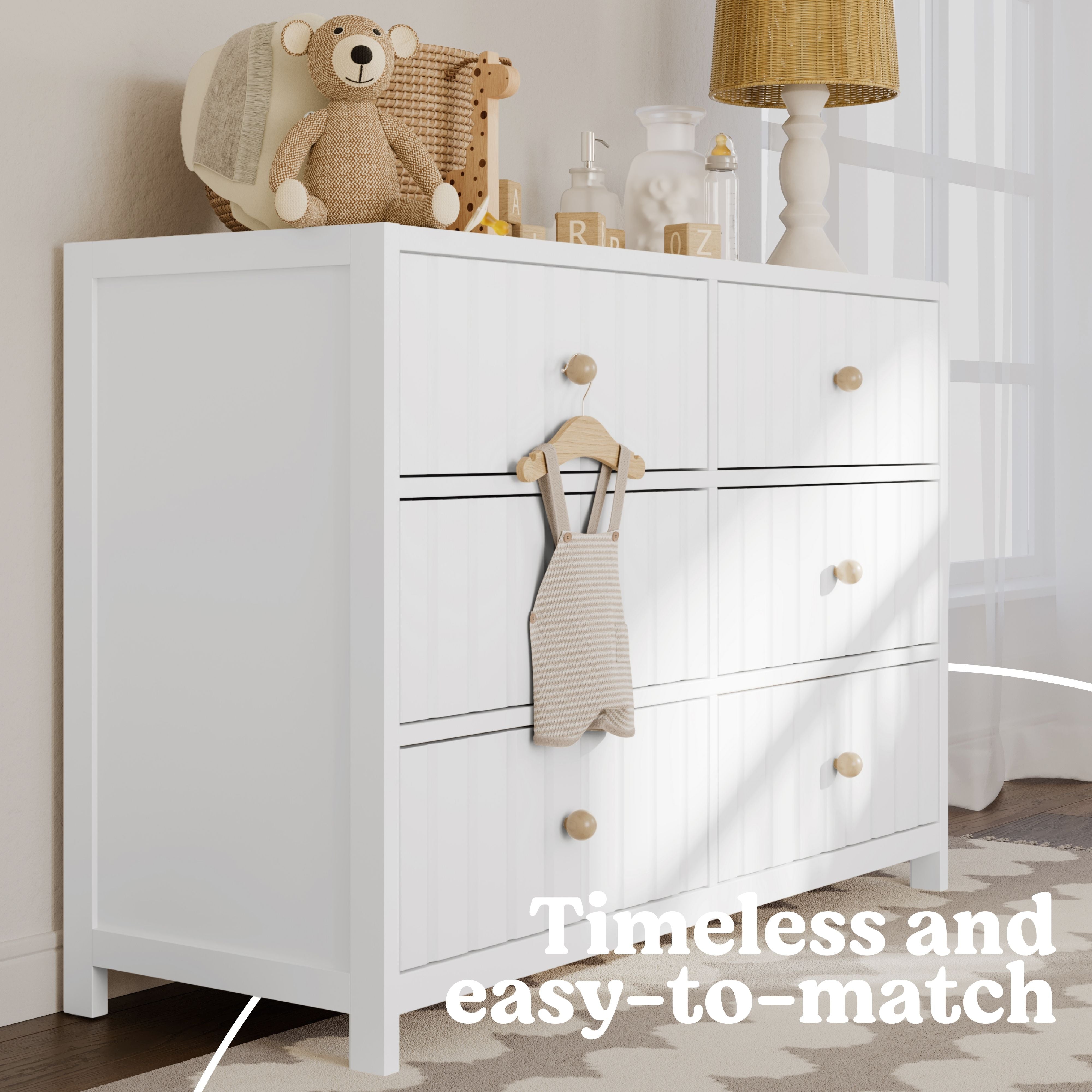 Teddi white 6 drawer dresser style callout