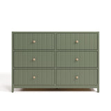 Teddi olive 6 drawer dresser with driftwood knobs front view