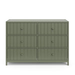 Teddi olive 6 drawer dresser with olive knobs front view