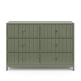 Teddi olive 6 drawer dresser with olive knobs front view
