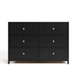 Teddi black 6 drawer dresser with driftwood knobs front view