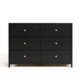 Teddi black 6 drawer dresser with driftwood knobs front view