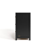 Teddi black 6 drawer dresser with driftwood knobs side view
