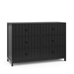 Teddi black 6 drawer dresser with black knobs angle view
