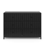Teddi black 6 drawer dresser with black knobs front view