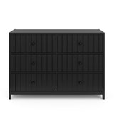 Teddi black 6 drawer dresser with black knobs front view