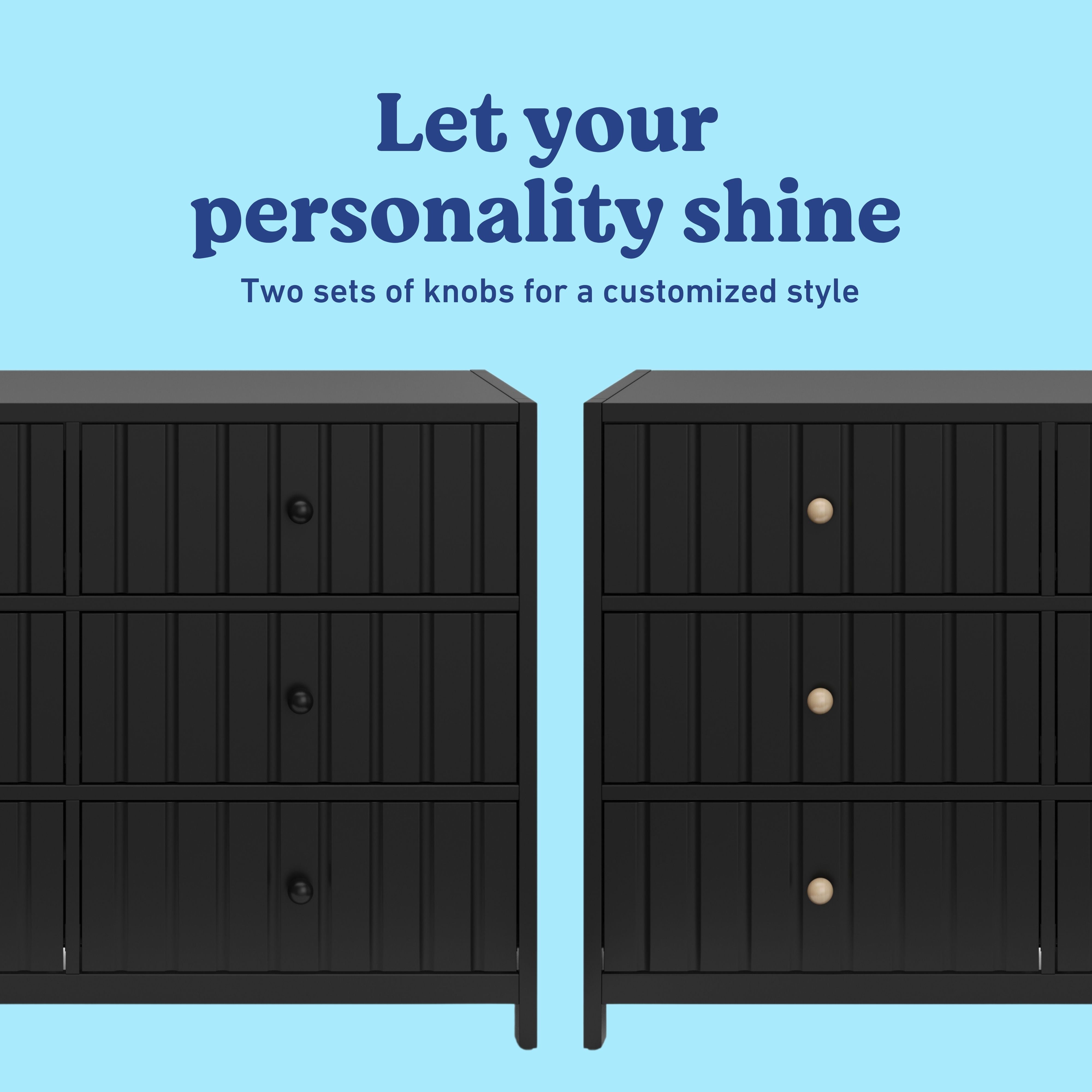 Teddi black 6 drawer dresser knobs callout