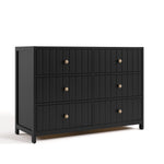 Teddi black 6 drawer dresser with driftwood knobs angle view