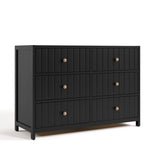 Teddi black 6 drawer dresser with driftwood knobs angle view