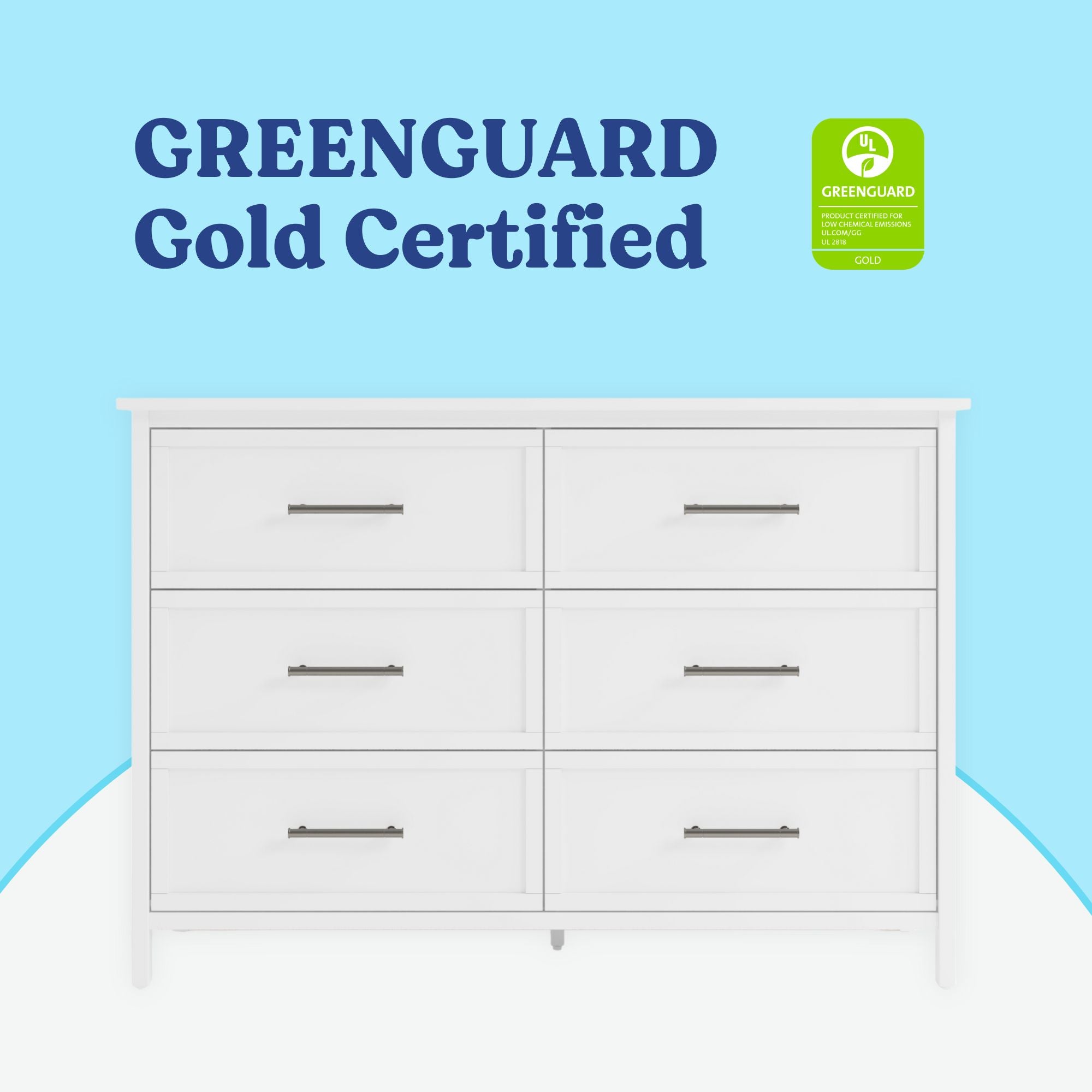 Classic white 6 drawer dresser GGG certified callout