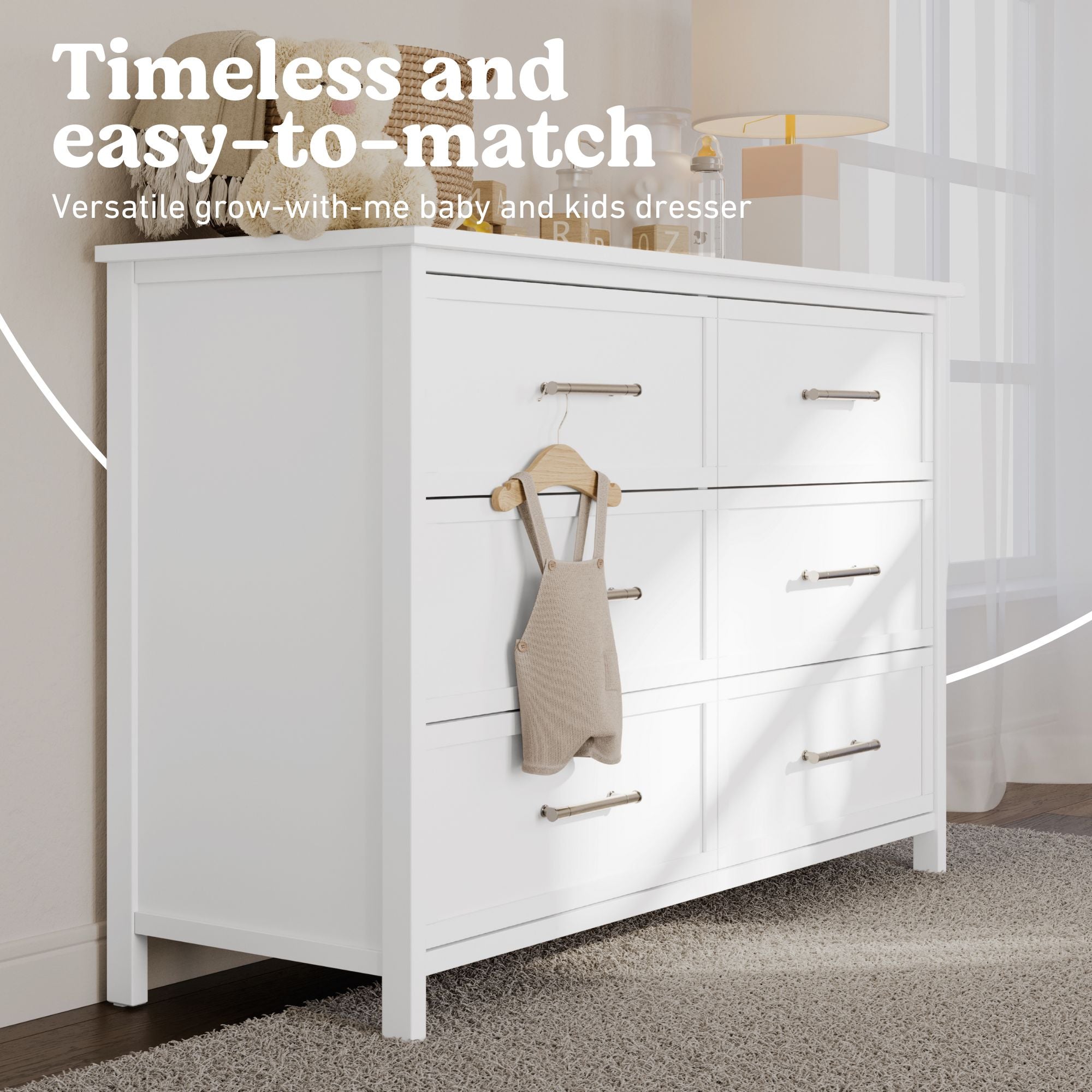 Classic white 6 drawer dresser callout