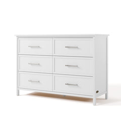 classic white 6 drawer dresser angle view
