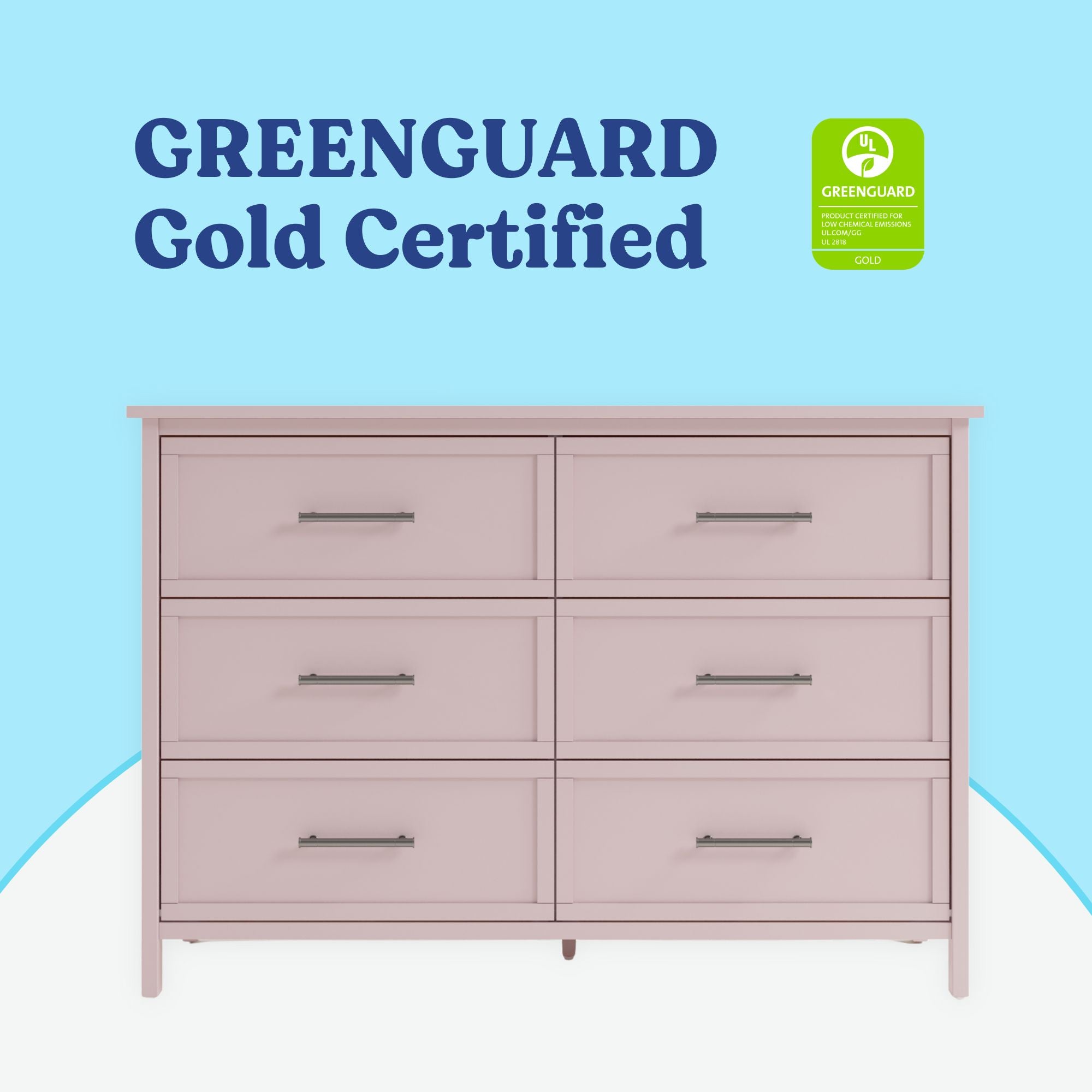 Classic blush 6 drawer dresser GGG certified callout