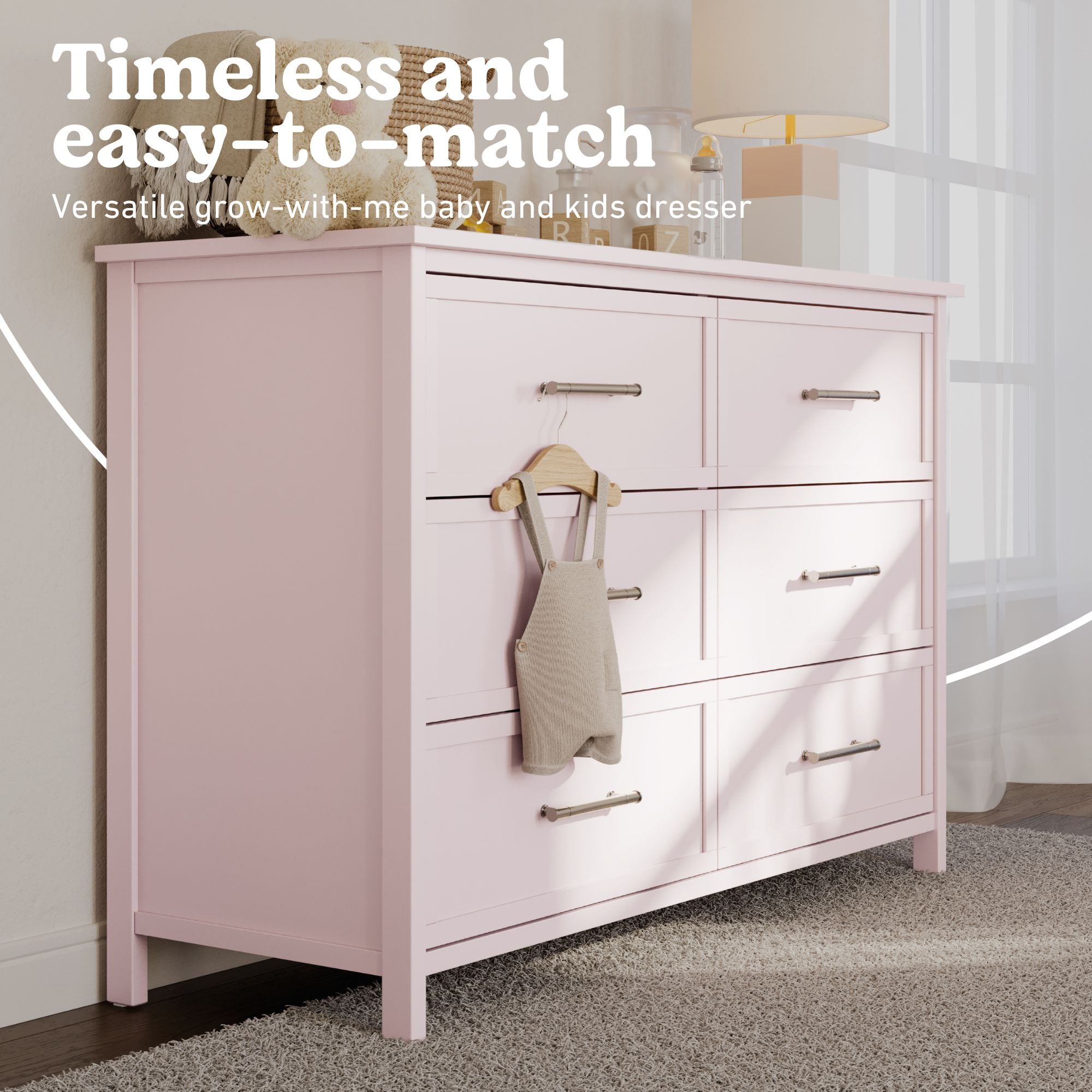 Classic blush 6 drawer dresser callout
