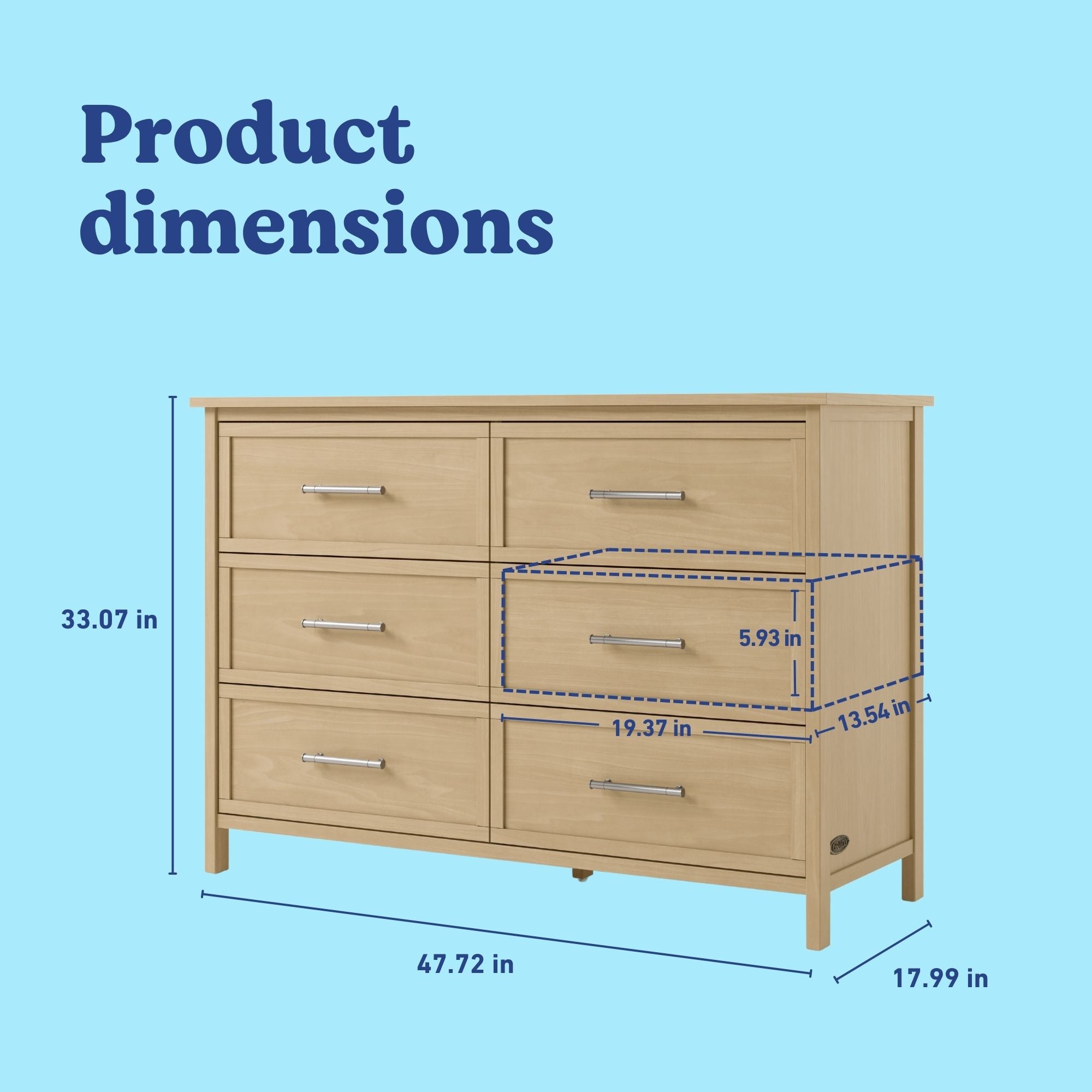 Classic driftwood 6 drawer dresser with dimensions