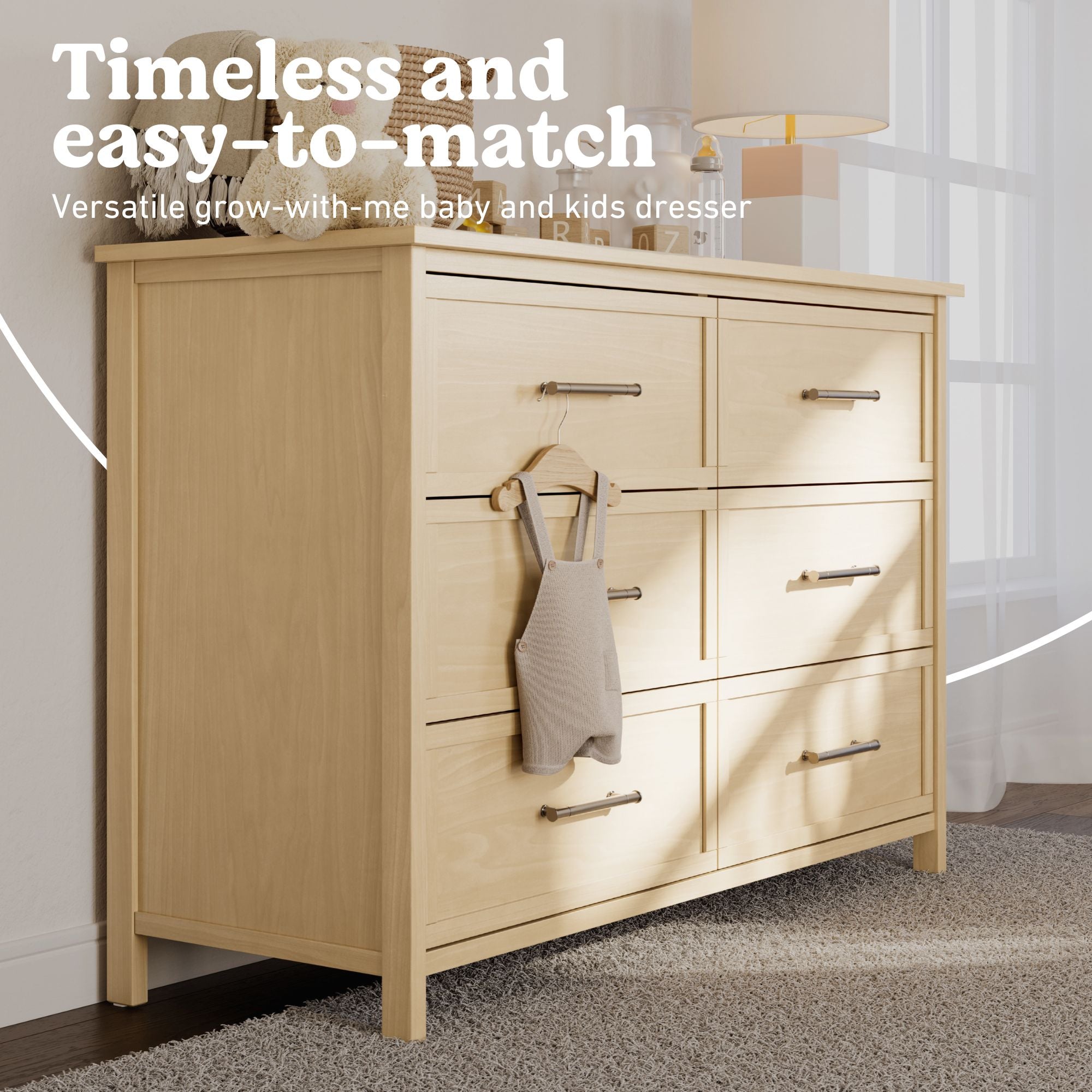Classic driftwood 6 drawer dresser callout