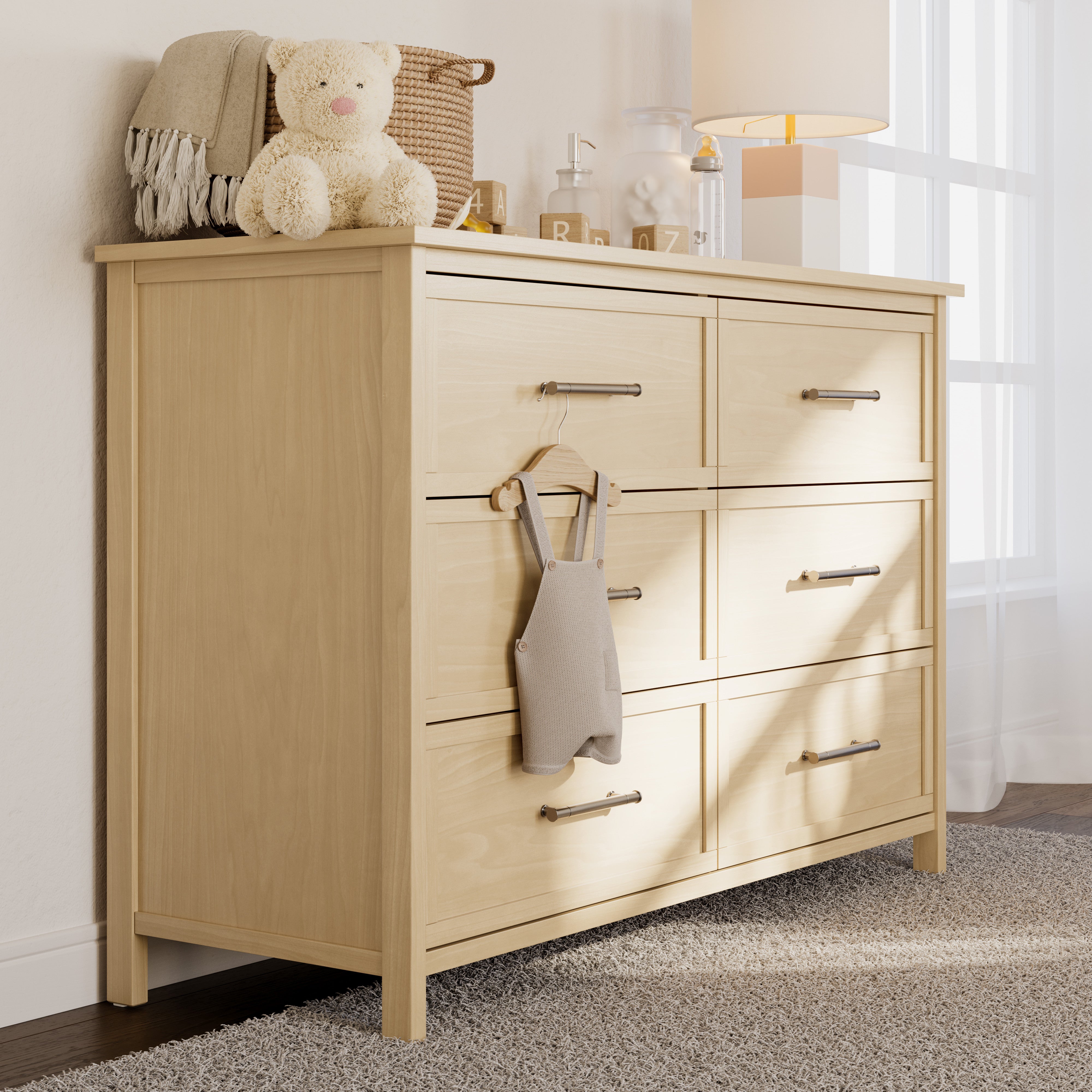 classic driftwood 6 drawer dresser in nursery