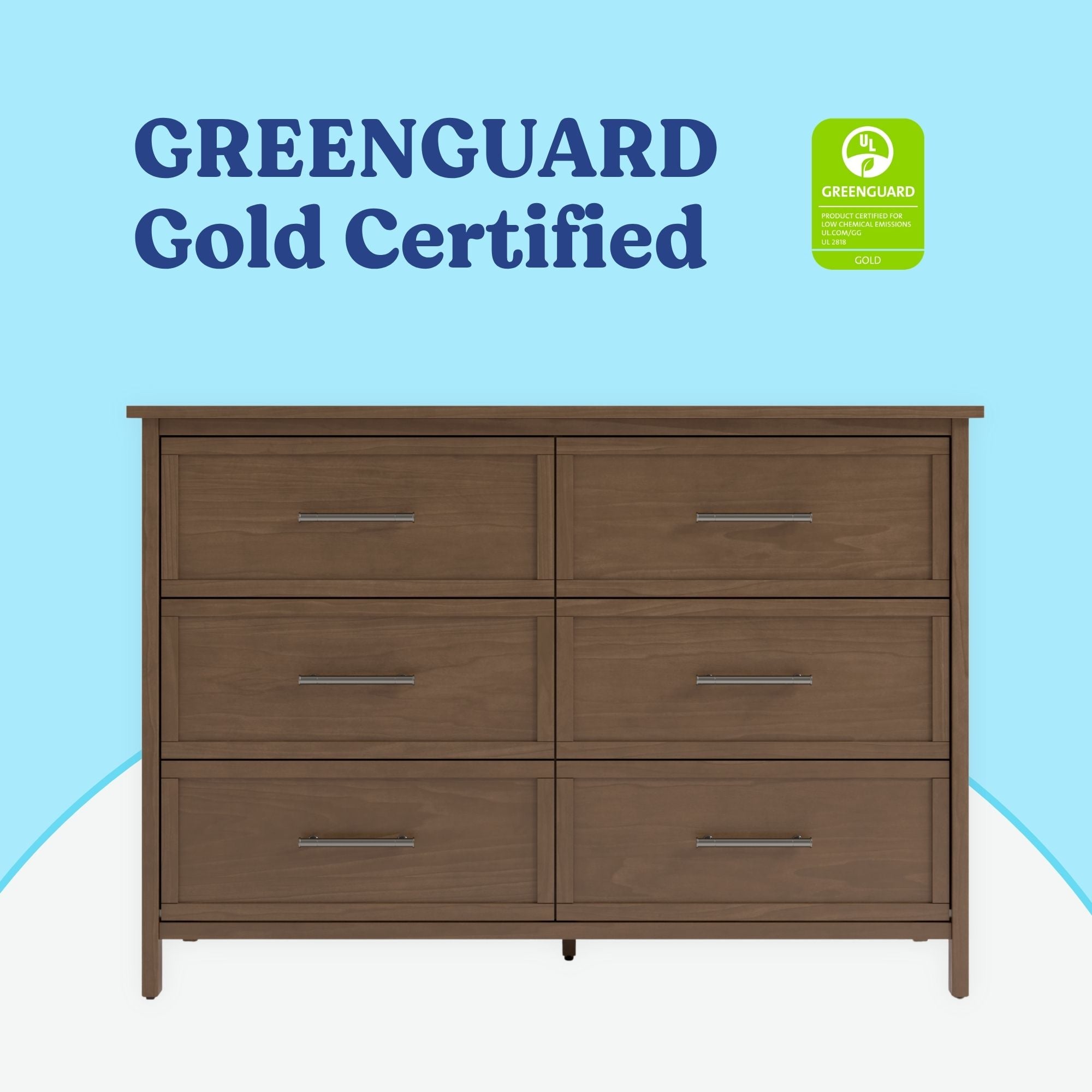 Classic hazelnut 6 drawer dresser GGG certified callout