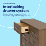 Classic hazelnut 6 drawer dresser interlocking drawers callout
