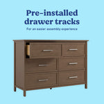 Classic hazelnut 6 drawer dresser pre-installed tracks callout