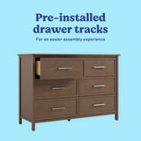 Classic hazelnut 6 drawer dresser pre-installed tracks callout