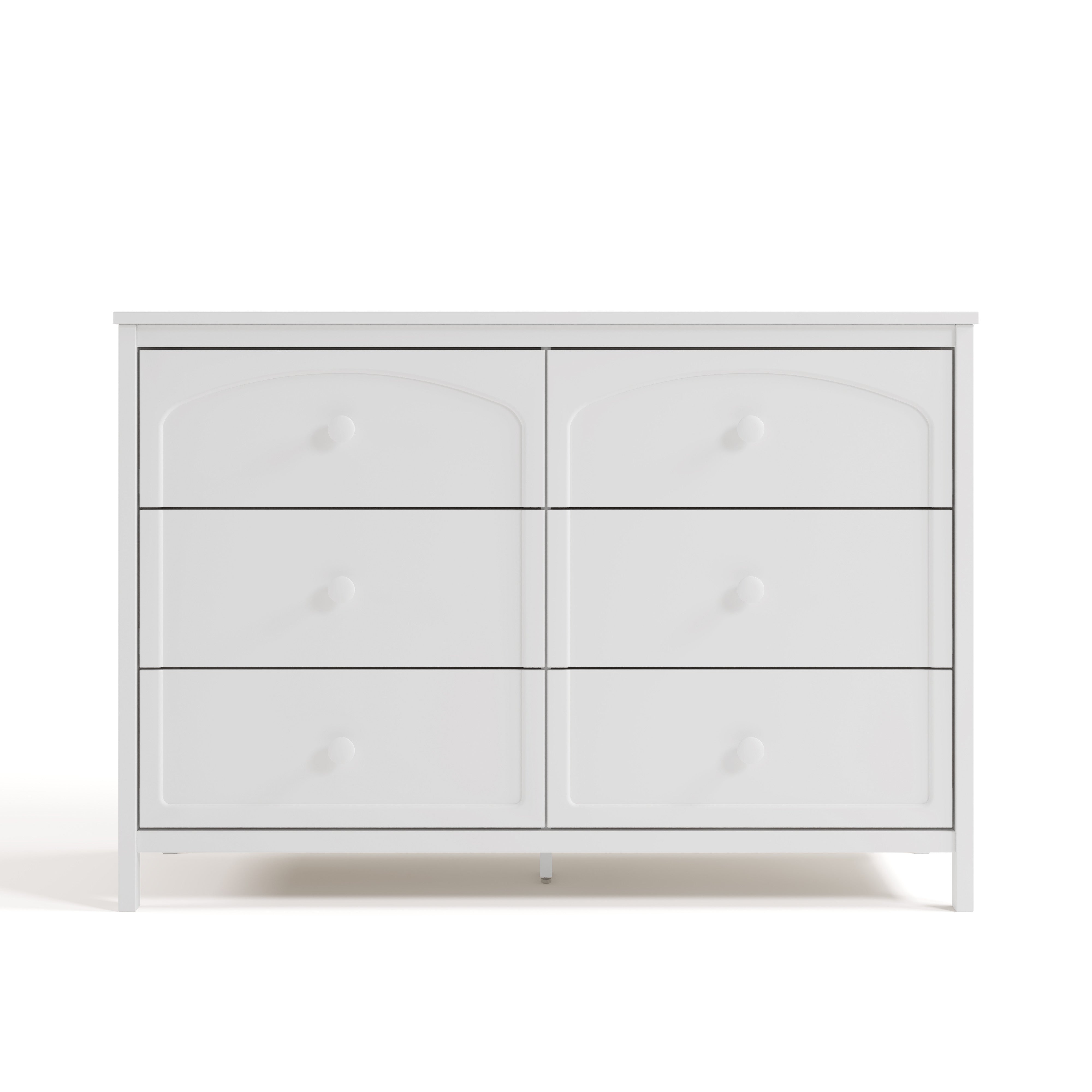 Olivia white 6 drawer dresser front view