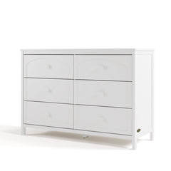 Olivia white 6 drawer dresser angle view