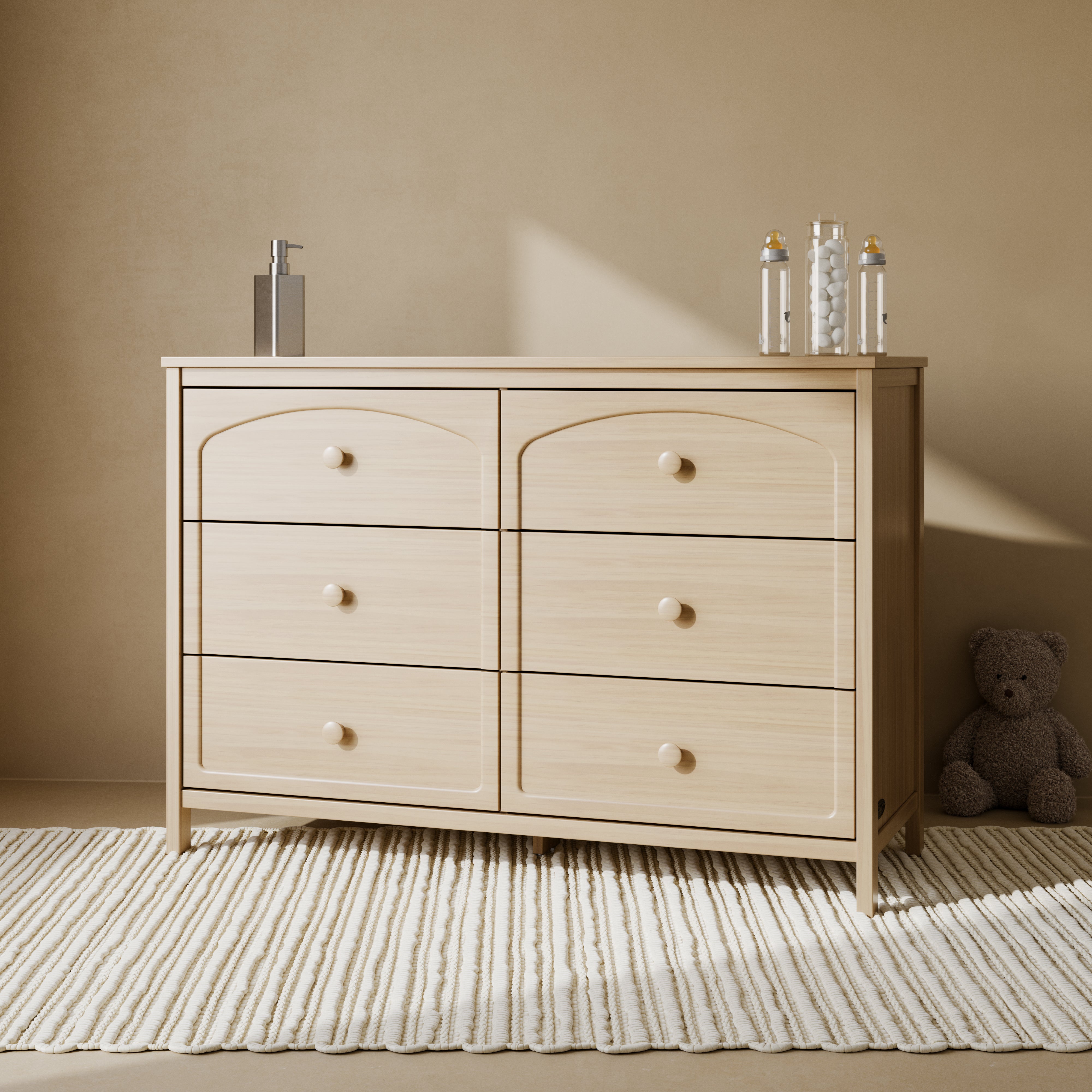 Olivia driftwood 6 drawer dresser in nursery