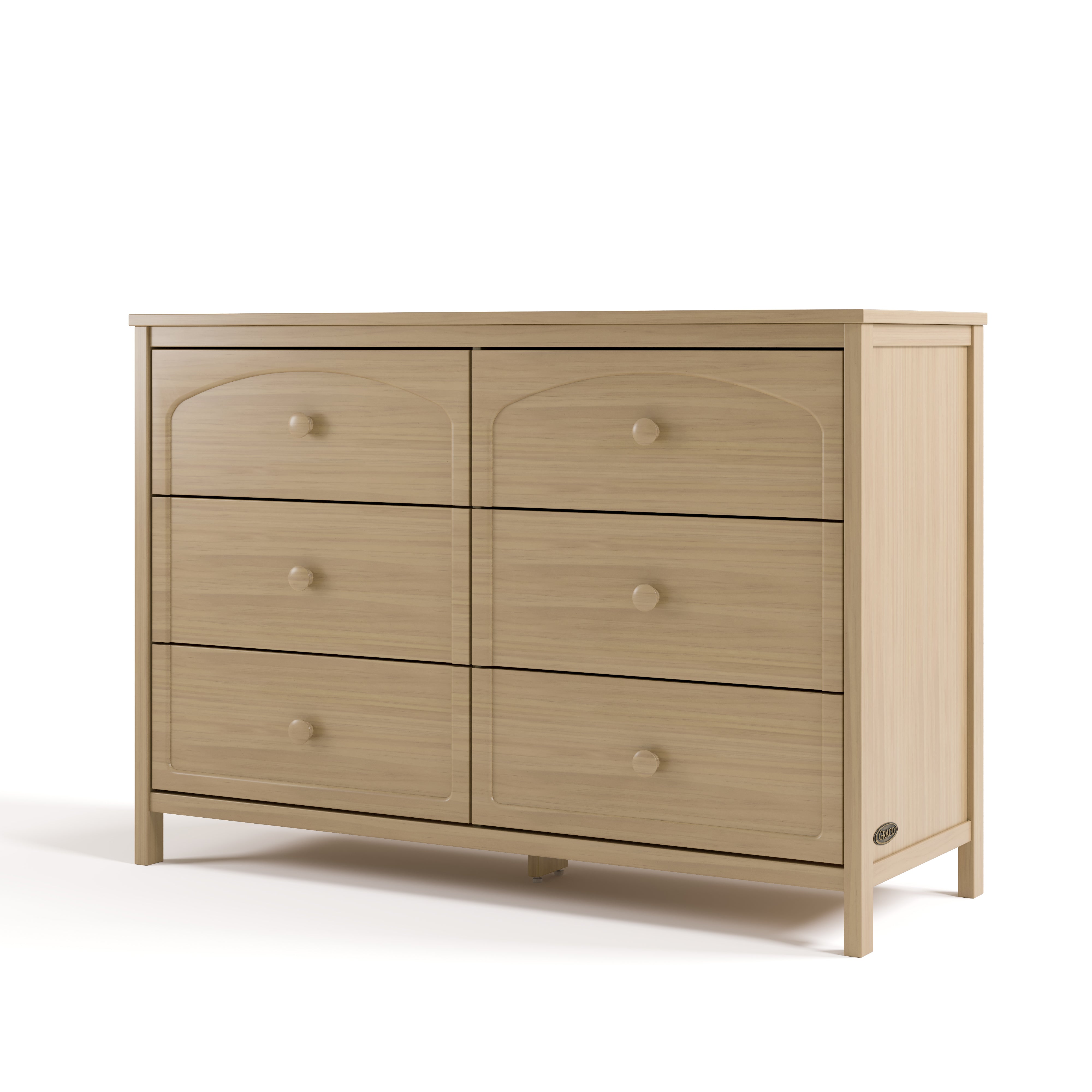 Olivia driftwood 6 drawer dresser angle view