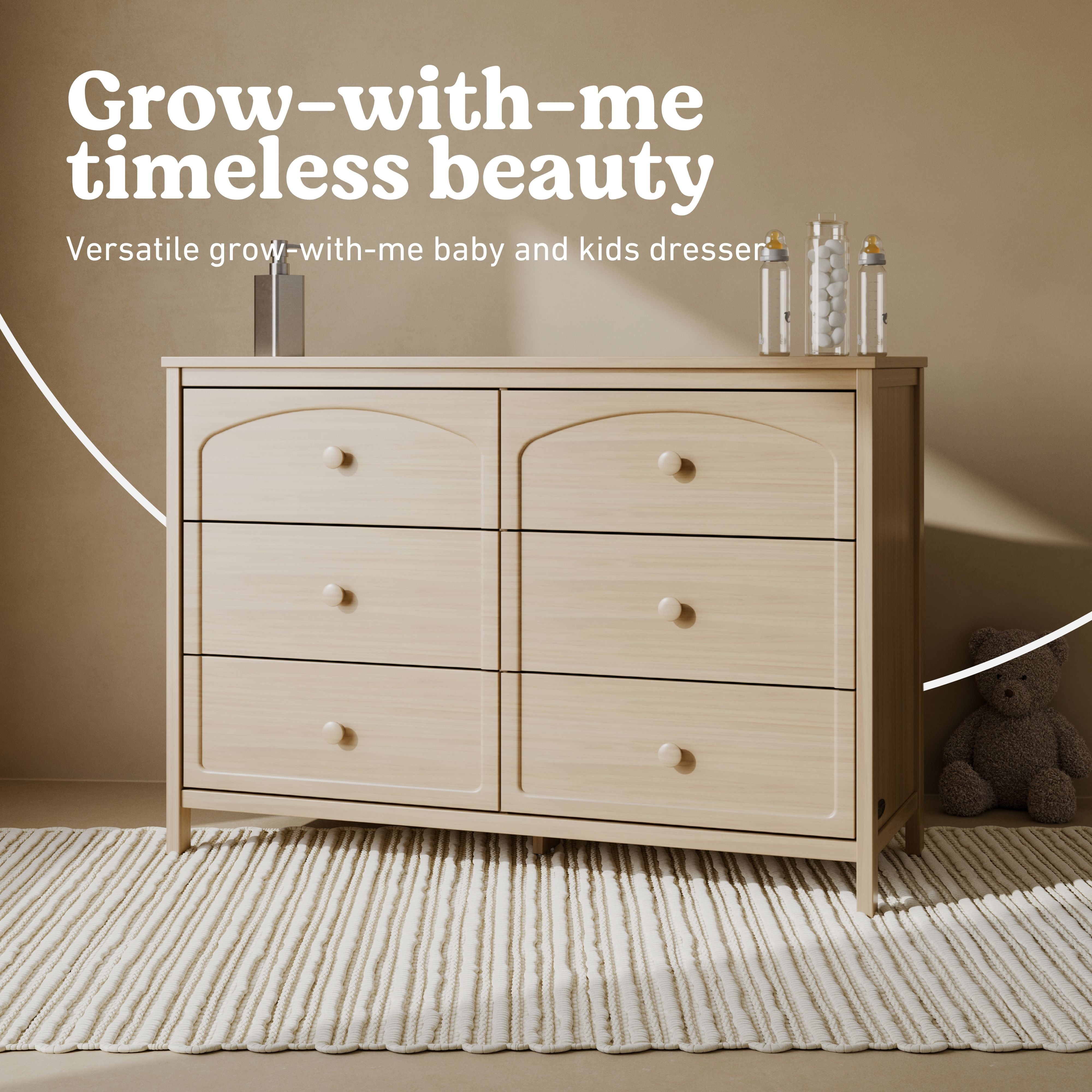 Olivia driftwood 6 drawer dresser style callout
