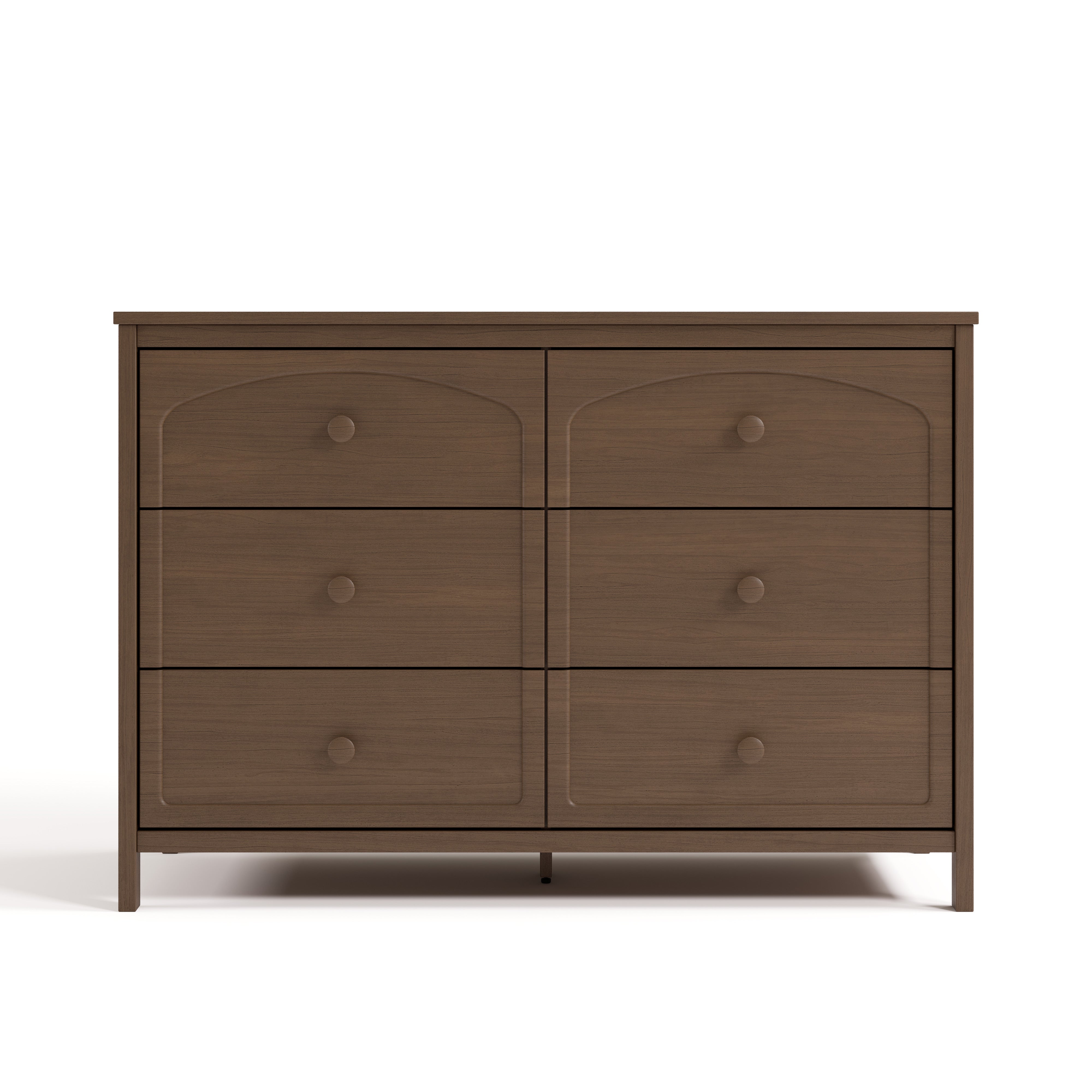 Olivia hazelnut 6 drawer dresser front view