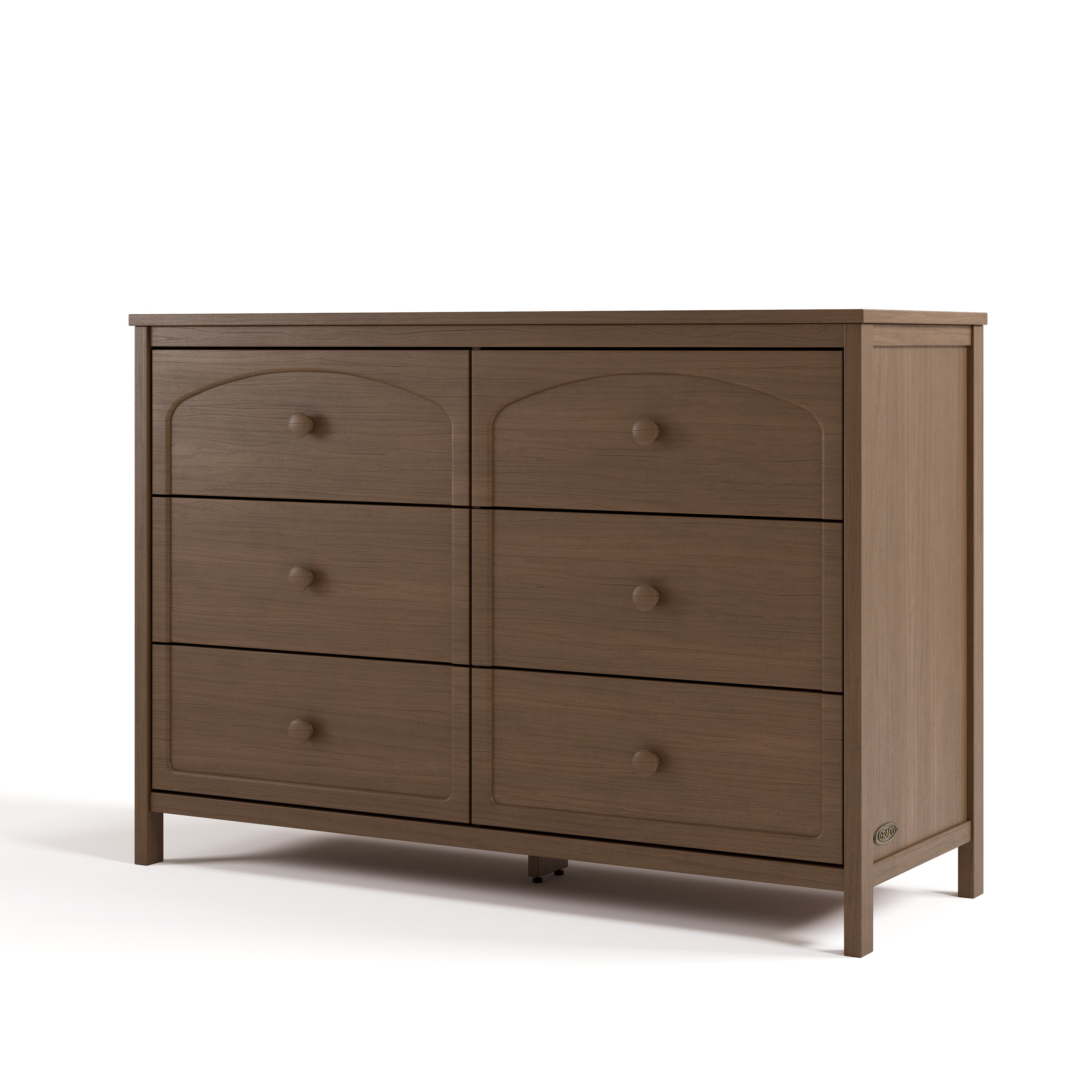 Olivia hazelnut 6 drawer dresser angle view