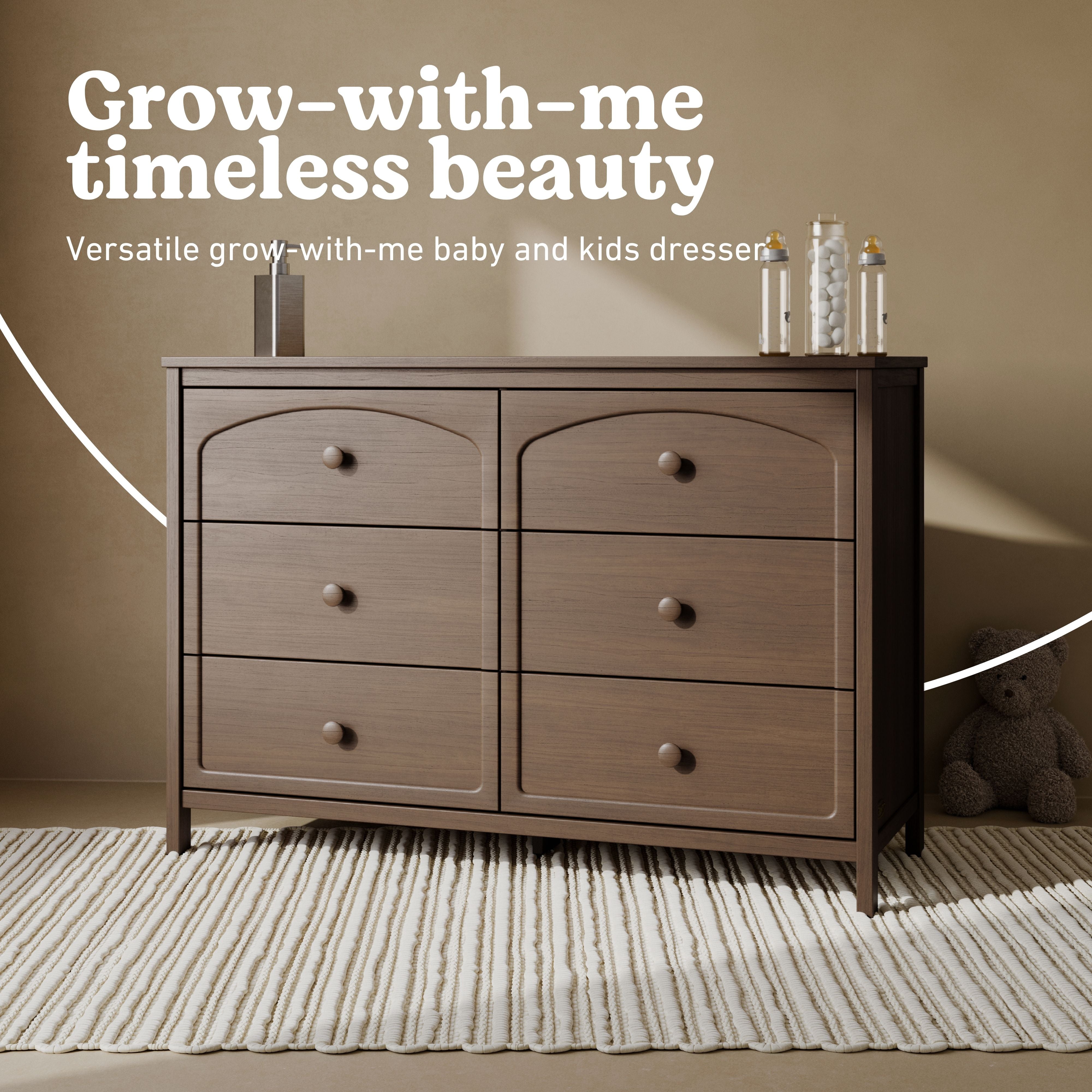 Olivia hazelnut 6 drawer dresser style callout