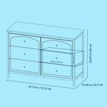 Olivia 6 drawer dresser line drawing with dimensions