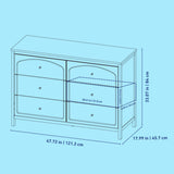 Olivia 6 drawer dresser line drawing with dimensions