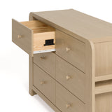 Read-with-Me driftwood 6 drawer dresser close up of top left drawer