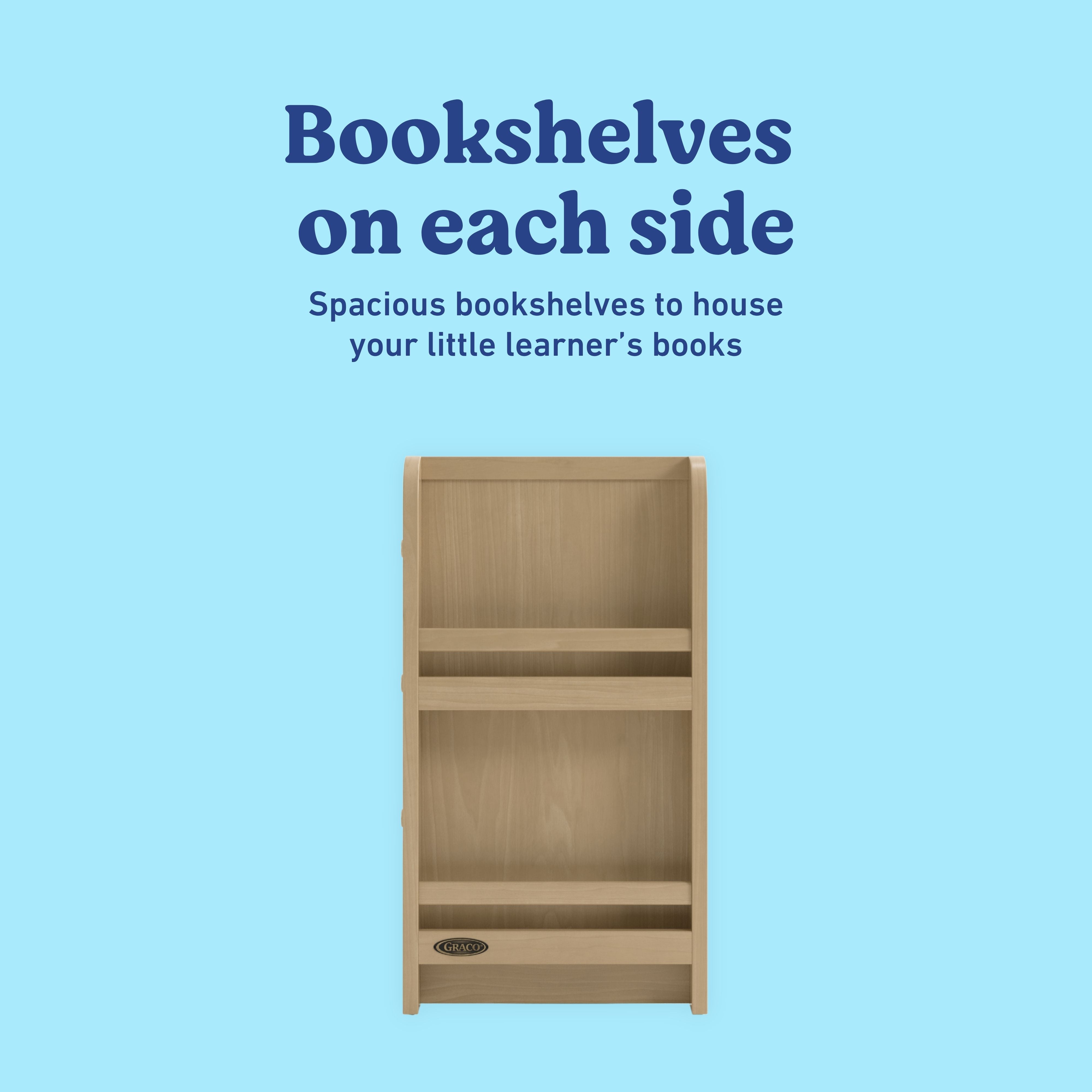 Read-with-Me driftwood 6 drawer dresser bookshelves callout