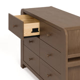 Read-with-Me hazelnut 6 drawer dresser close up of top left drawer