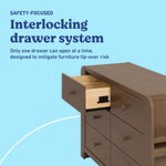 Read-with-Me hazelnut 6 drawer dresser interlocking drawers callout