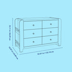 Read-with-Me 6 drawer dresser line drawing with dimensions