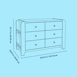 Read-with-Me 6 drawer dresser line drawing with dimensions