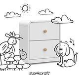 Santos white nightstand with black doodles overlaid on image
