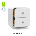 Santos white nightstand with GGG and PTPA logos on top left