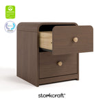 Santos hazelnut nightstand with GGG and PTPA logos on top left
