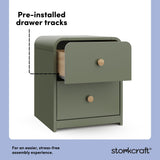 Santos olive nightstand pre-installed drawer tracks callout