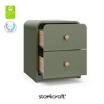 Santos olive nightstand with GGG and PTPA logos on top left