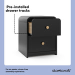 Santos black nightstand pre-installed drawer tracks callout